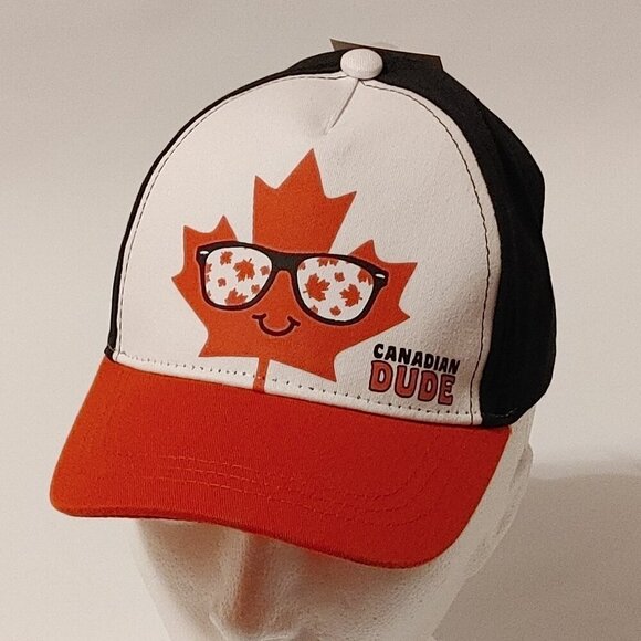 CUTE CANADA DAY Kids Hat Size 2-5T CANADIAN DUDE BNWT Velcro Closure - Picture 1 of 7